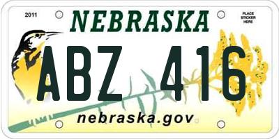 NE license plate ABZ416