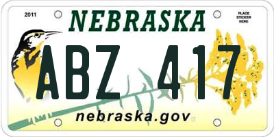 NE license plate ABZ417