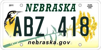 NE license plate ABZ418