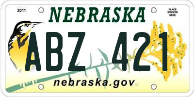 NE license plate ABZ421