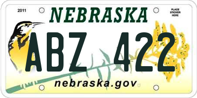 NE license plate ABZ422