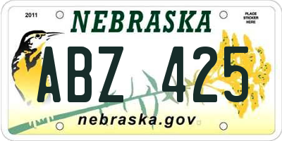 NE license plate ABZ425