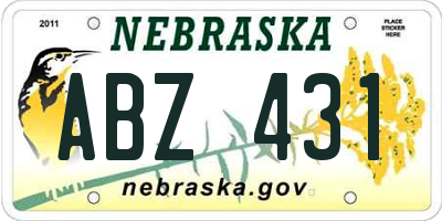 NE license plate ABZ431