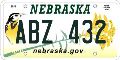 NE license plate ABZ432