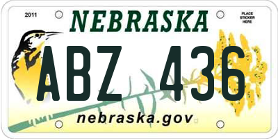 NE license plate ABZ436