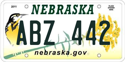 NE license plate ABZ442