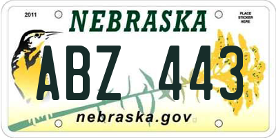 NE license plate ABZ443