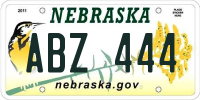 NE license plate ABZ444