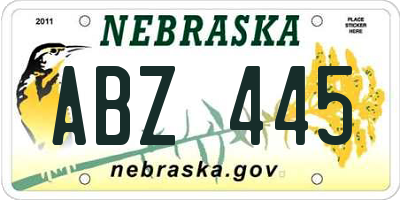 NE license plate ABZ445