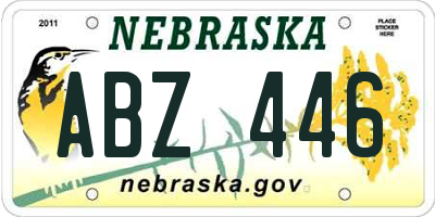 NE license plate ABZ446