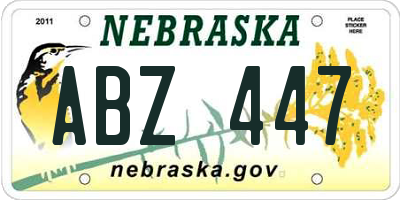 NE license plate ABZ447