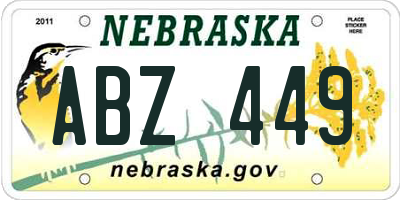 NE license plate ABZ449