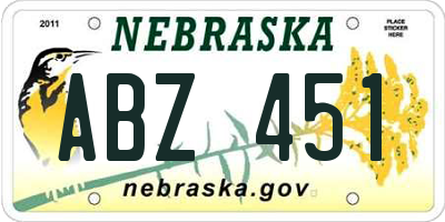 NE license plate ABZ451