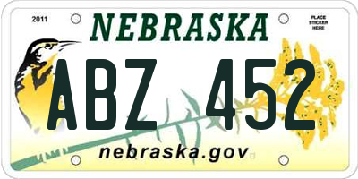 NE license plate ABZ452