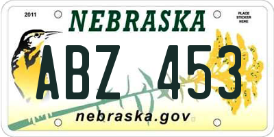 NE license plate ABZ453