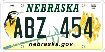 NE license plate ABZ454