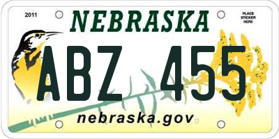 NE license plate ABZ455