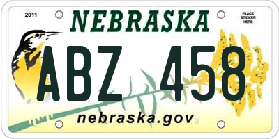 NE license plate ABZ458