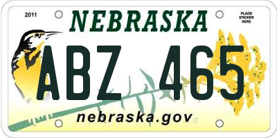 NE license plate ABZ465