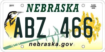 NE license plate ABZ466