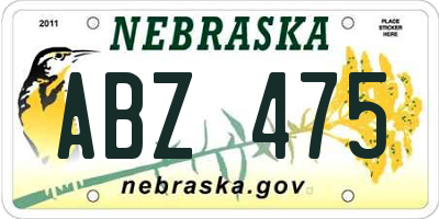 NE license plate ABZ475