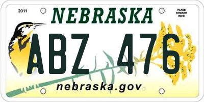 NE license plate ABZ476