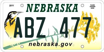 NE license plate ABZ477