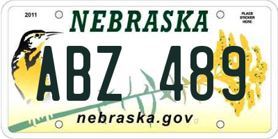 NE license plate ABZ489