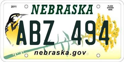 NE license plate ABZ494