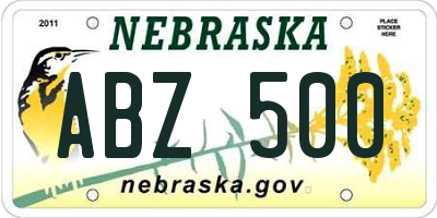 NE license plate ABZ500