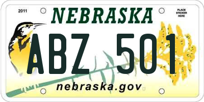 NE license plate ABZ501