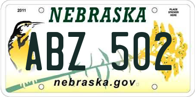 NE license plate ABZ502