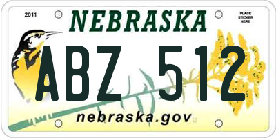 NE license plate ABZ512