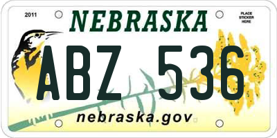 NE license plate ABZ536