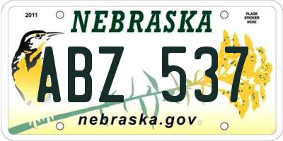 NE license plate ABZ537