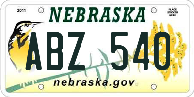 NE license plate ABZ540