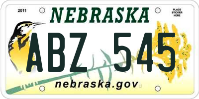 NE license plate ABZ545