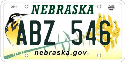 NE license plate ABZ546