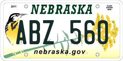 NE license plate ABZ560