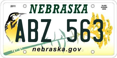 NE license plate ABZ563