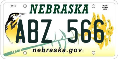 NE license plate ABZ566