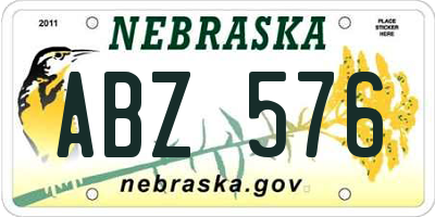 NE license plate ABZ576