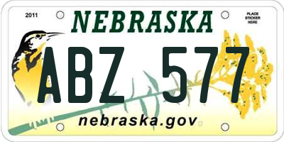 NE license plate ABZ577