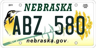 NE license plate ABZ580