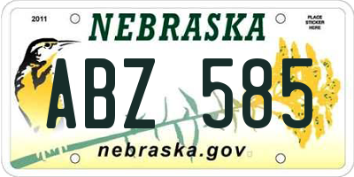 NE license plate ABZ585