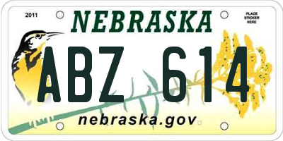 NE license plate ABZ614