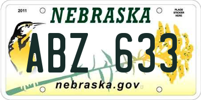 NE license plate ABZ633