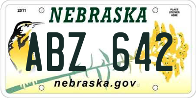 NE license plate ABZ642