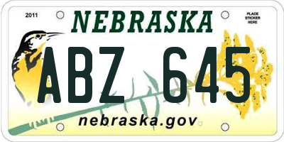 NE license plate ABZ645