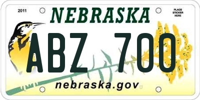 NE license plate ABZ700